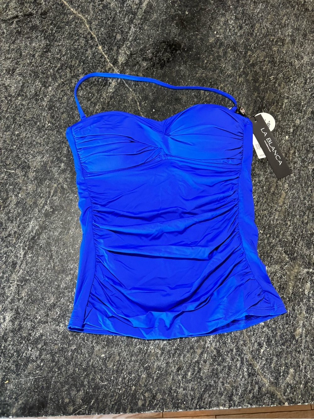 La Blanca Royal Blue Ruched Tankini Top